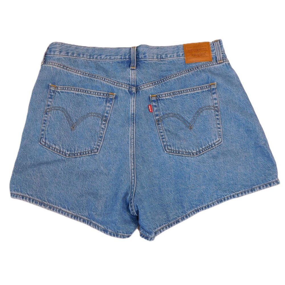 Levi's High Loose Light Blue High-Waist Denim Jean Shorts - Picture 3 of 9